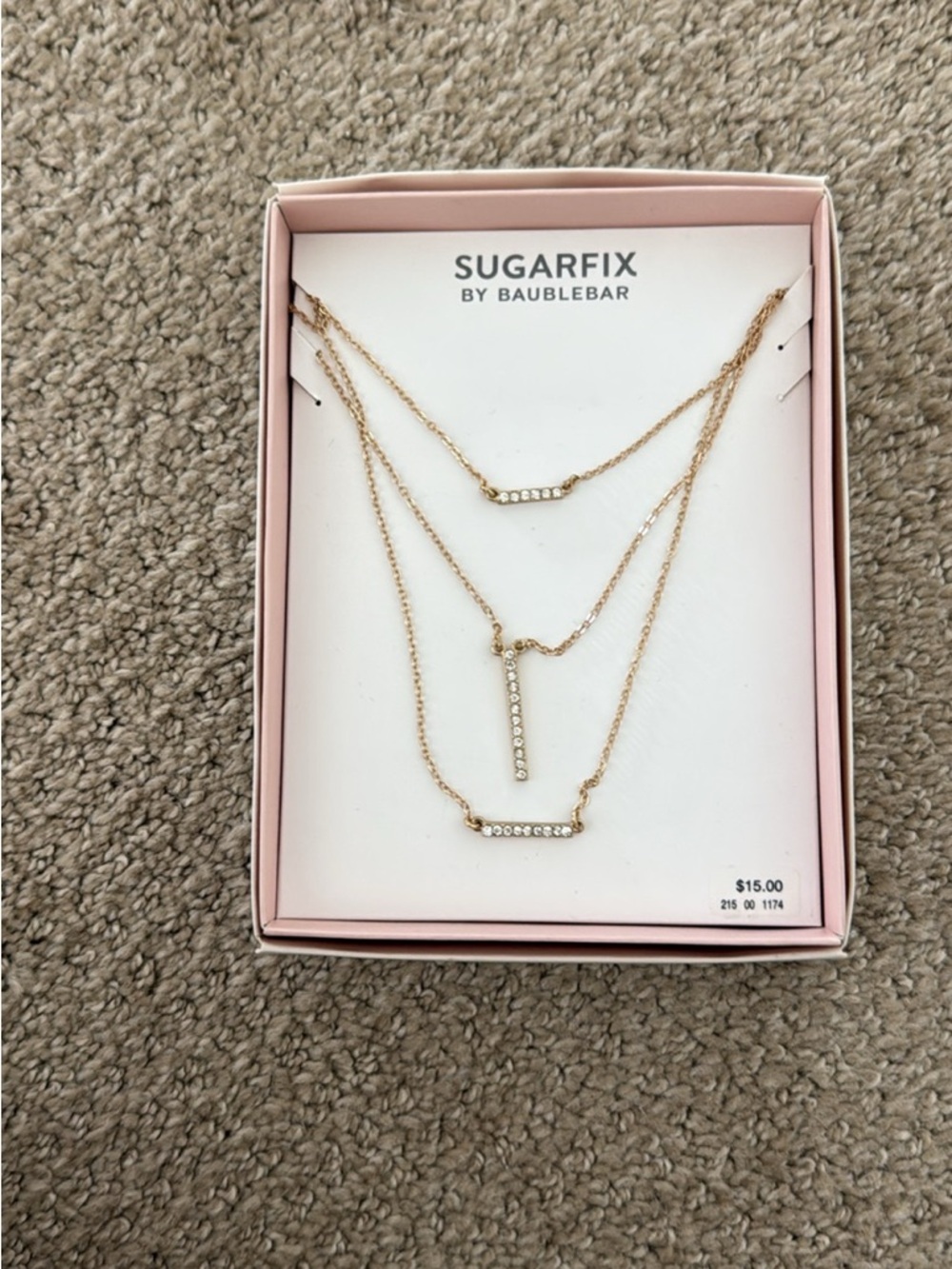 Baublebar Gold Layered Crystal Bar Necklace